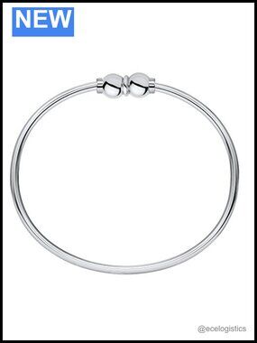 Sterling Silver Double Ball Threaded Bracelet 7.5" USA Made